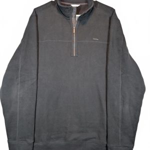 Calvin Klein 1/4 Zip Pullover Sweatshirt Gray Cotton Blend Mens Large