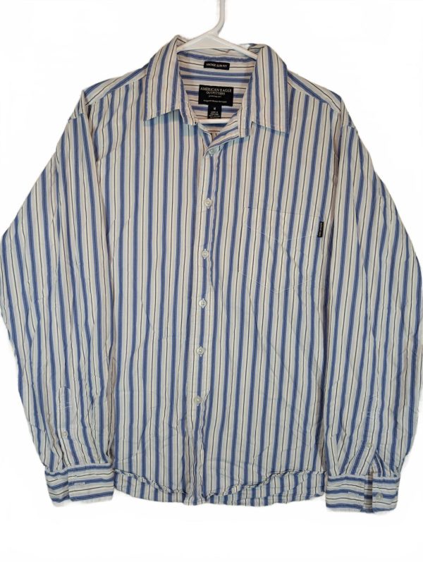 American Eagle Vintage Slim Fit Pin Striped Button Up Shirt Mens Medium