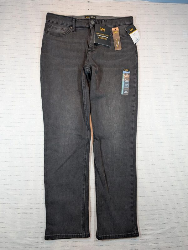 Lee Ultra Lux Straight Leg Stretch Black Denim Mid Rise Jeans 12 Womens 34x30