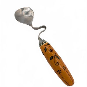Orange Floral Twisted Handle Curved Silver Tone Ladle Spoon Utensil