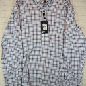 Chaps Coastland Wash Oxford Plaid Button Down Pocket Long Sleeve Shirt Men Large