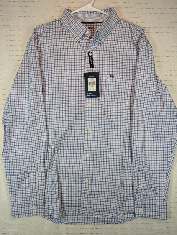Chaps Coastland Wash Oxford Plaid Button Down Pocket Long Sleeve Shirt Men Large