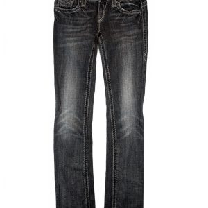 Rock Revival Christina Embroidered Fleur De Lis Straight Leg Jeans Womens 28x32