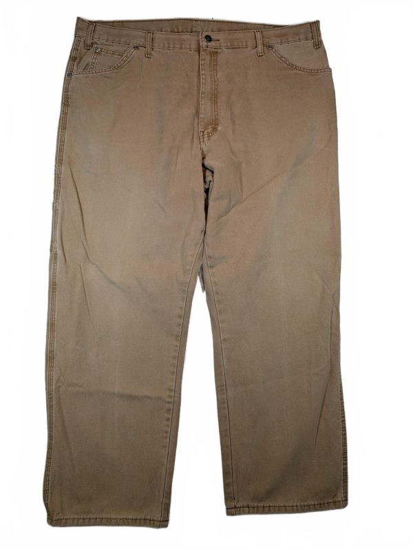 Dickies Relaxed Fit Khaki Cotton Canvas Workwear Utility Pocket Pants Mens 42x30