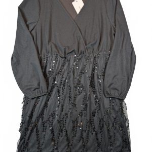 BloomChic Sequin Mesh Tassel Faux Wrap Long Sleeve Dress Womens 14 16 Party