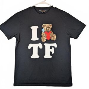 Teddy Fresh Graphic Teddy Bear Heart Streetwear T-Shirt Mens Small Black Love