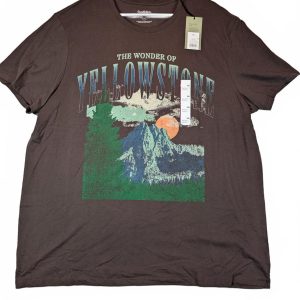 Goodfellow & Co The Wonder Of Yellowstone Scenic Graphic T-Shirt Mens XXL Brown