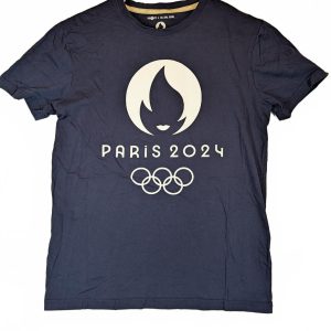 Paris 2024 Olympic Games Logo Graphic T-Shirt Navy Official Crewneck Mens Small