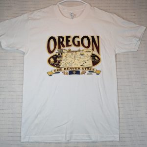 Suna Oregon Beaver State Map Graphic T-Shirt White Travel Souvenir Mens Medium