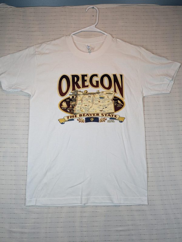 Suna Oregon Beaver State Map Graphic T-Shirt White Travel Souvenir Mens Medium