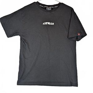 Airwalk Embroidered Logo Skate Streetwear Short Sleeve T-Shirt Black Mens Medium