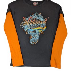 Biker's Choice Wildwood Roar To Shore Biker Graphic Long Sleeve Shirt Womens Med