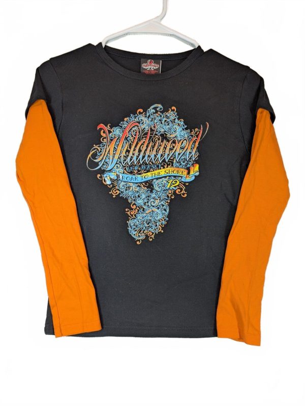 Biker's Choice Wildwood Roar To Shore Biker Graphic Long Sleeve Shirt Womens Med