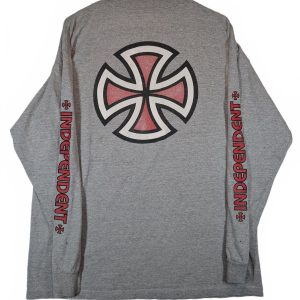Independent Cross Logo Graphic Gray Heather Streetwear Long Sleeve Tee Mens XL
