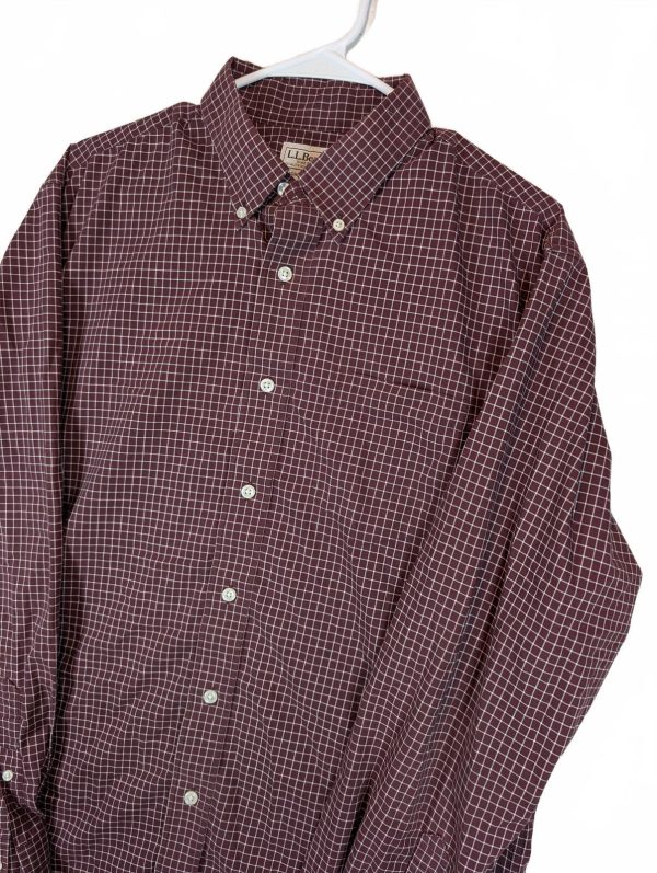 L.L.Bean Slightly Fitted Plaid Check Button Down Shirt Pocket Mens Large Regular