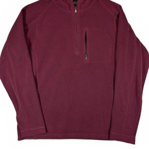 L.L.Bean Trail Fleece Quarter Zip Pocket Pullover Burgundy Mens Medium Regular