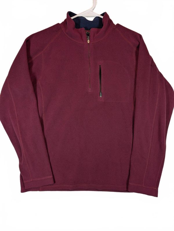 L.L.Bean Trail Fleece Quarter Zip Pocket Pullover Burgundy Mens Medium Regular