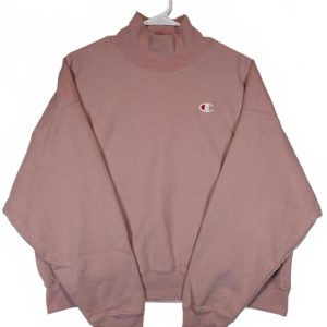 Champion Reverse Weave Mock Neck Sweatshirt Vintage Pullover Pink Womens Large