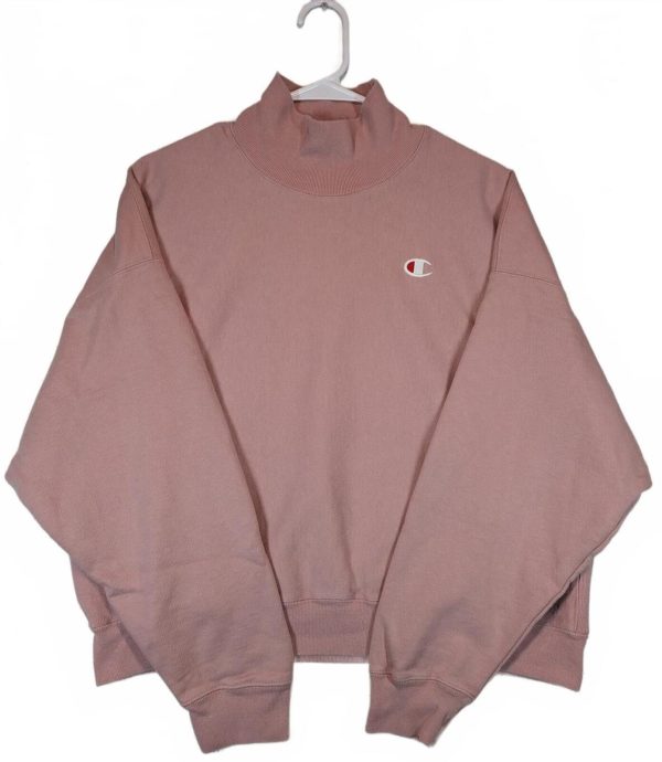 Champion Reverse Weave Mock Neck Sweatshirt Vintage Pullover Pink Womens Large