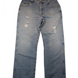 Wrangler Premium Quality Distressed Light Wash Straight Jeans Mens Size 36x30
