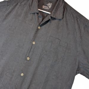 Tommy Bahama Silk Jacquard Floral Camp Shirt Hawaiian Short Sleeve Mens Large