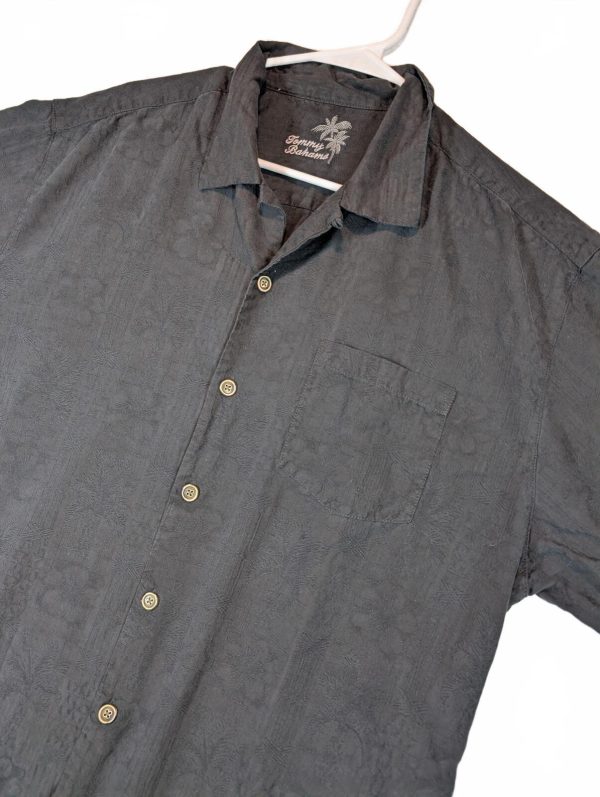 Tommy Bahama Silk Jacquard Floral Camp Shirt Hawaiian Short Sleeve Mens Large