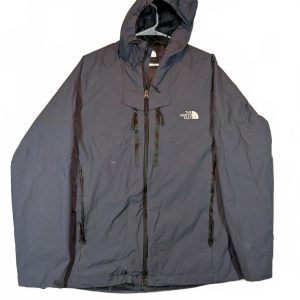 The North Face Hooded Rain Jacket Waterproof Shell Full Zip Gray Mens Medium