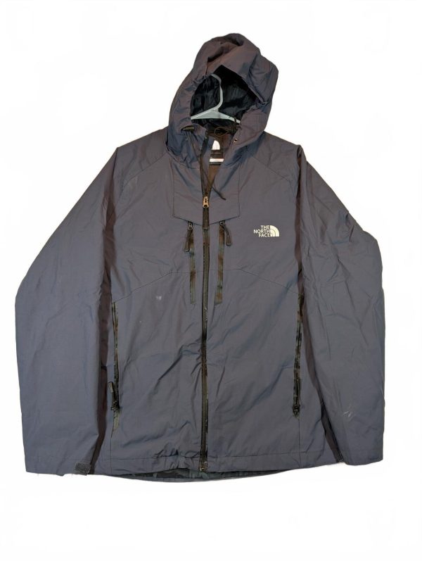The North Face Hooded Rain Jacket Waterproof Shell Full Zip Gray Mens Medium