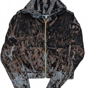 Fabletics Crushed Velvet Zip Hoodie Cropped Athleisure Womens Medium 21x21
