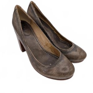 Frye Carson Leather Round Toe Block Heel Pumps Womens 8.5 M Brown