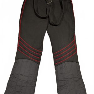 Profile Red Piped Ski Pants Black Quilted Knees Belted 36 Mens Regular 35x30
