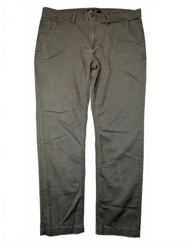Vans Authentic Chino Slim Fit Olive Stretch Skate Workwear Pants Mens 38x30