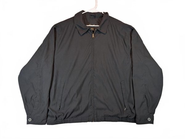 Eddie Bauer Black Full Zip Lightweight Harrington Bomber Lined Jacket Mens Large