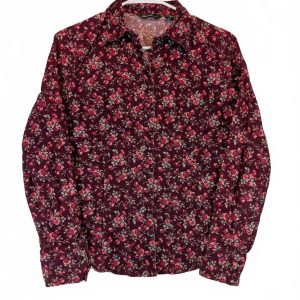 Eddie Bauer Floral Corduroy Button Shirt Cottagecore Womens Size Small