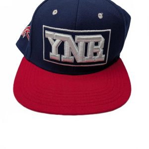 Young And Reckless YNR Logo Flat Brim Snapback Hat Blue Red Adjustable