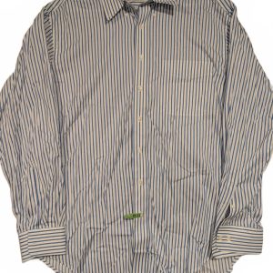 T Harris London Blue White Stripe Button Down Shirt Long Sleeve Cotton Mens XL