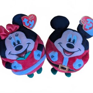 Ty Beanie Ballz Mickey Minnie Disney Holiday Plush Beanbag Set