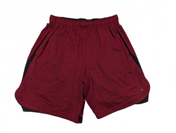 Russell Dri-Power Burgundy Athletic Training Drawstring Shorts Mens Medium 32-34
