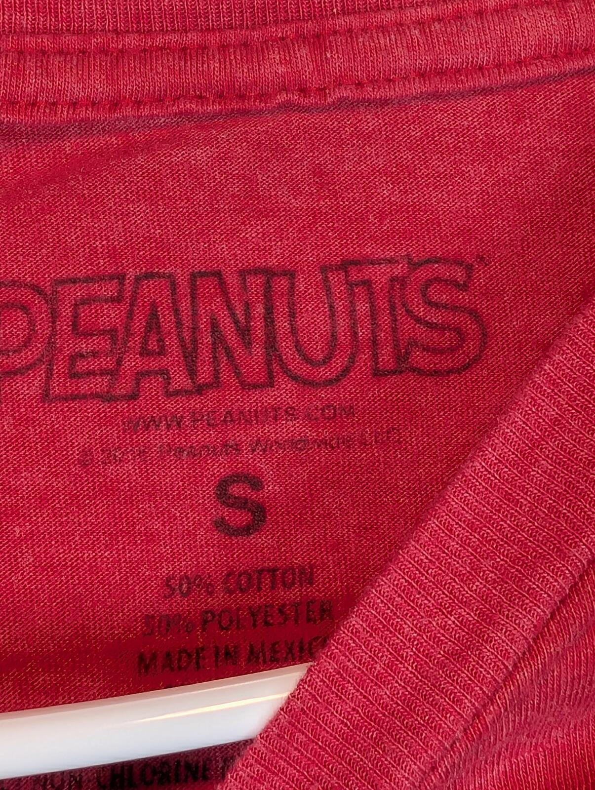 Peanuts Snoopy American Flag Patriotic Graphic Red Crewneck T-Shirt Mens Size S - Image 4