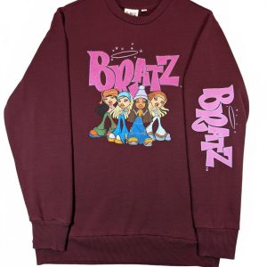 Bratz Doll Group Chenille Rug Logo Graphic Y2K Crewneck Sweatshirt Womens Small