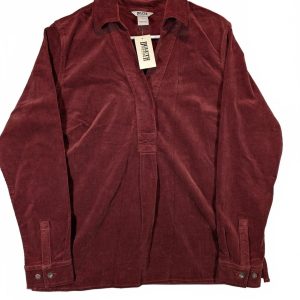 Duluth Trading Women's Corduroy Popover Shirt Rust Long Sleeve Womens Small