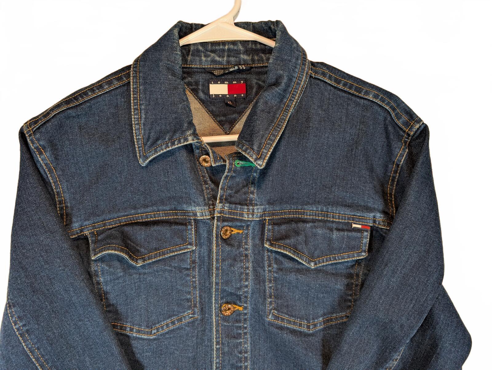 Tommy Jeans Vintage Denim Trucker Button Front Jean Jacket 90s Y2K Womens XL - Image 3