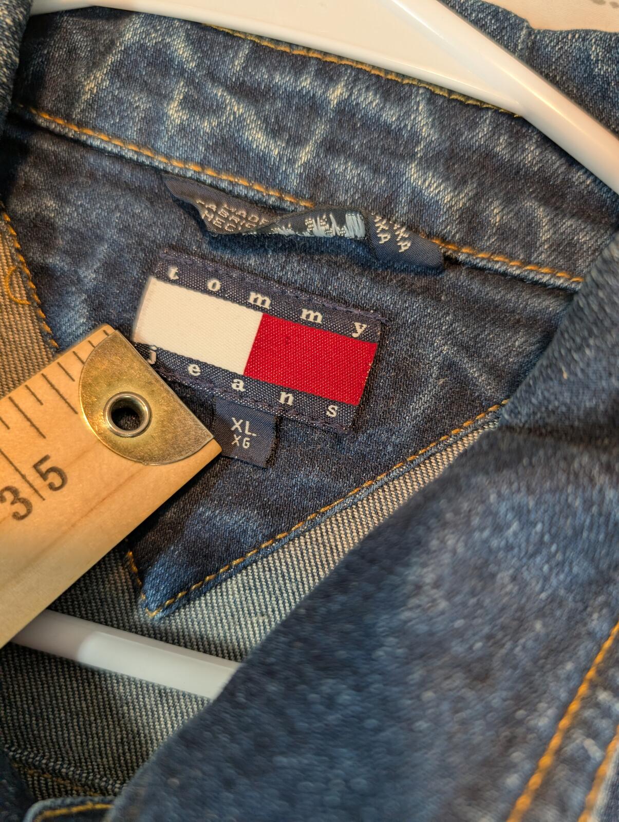 Tommy Jeans Vintage Denim Trucker Button Front Jean Jacket 90s Y2K Womens XL - Image 5