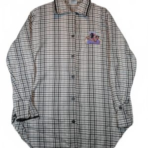 Walt Disney World Mickey Friends Plaid Flannel Cotton Pajama Shirt Womens Medium
