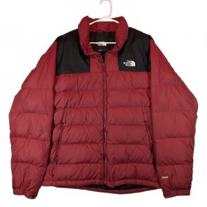 The North Face 700 Nuptse Down Puffer Jacket Red Black Winter Coat Mens Large