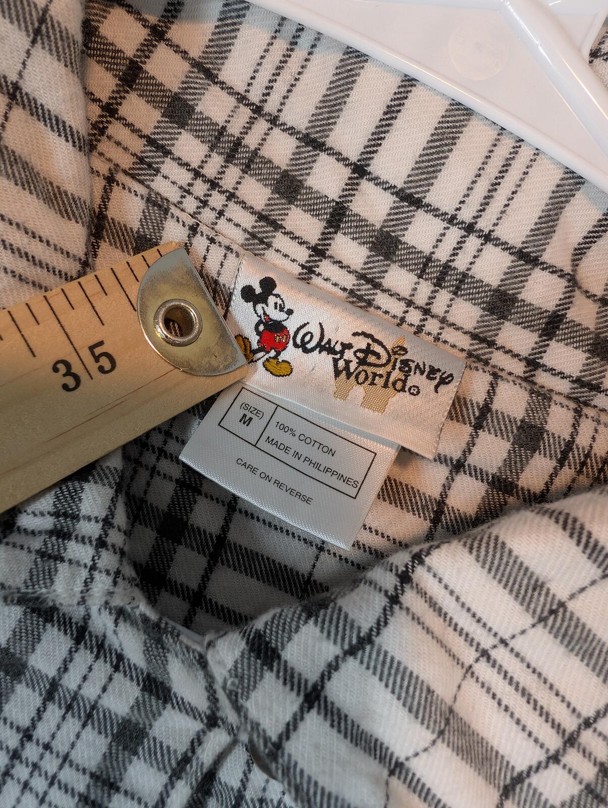 Walt Disney World Mickey Friends Plaid Flannel Cotton Pajama Shirt Womens Medium - Image 5