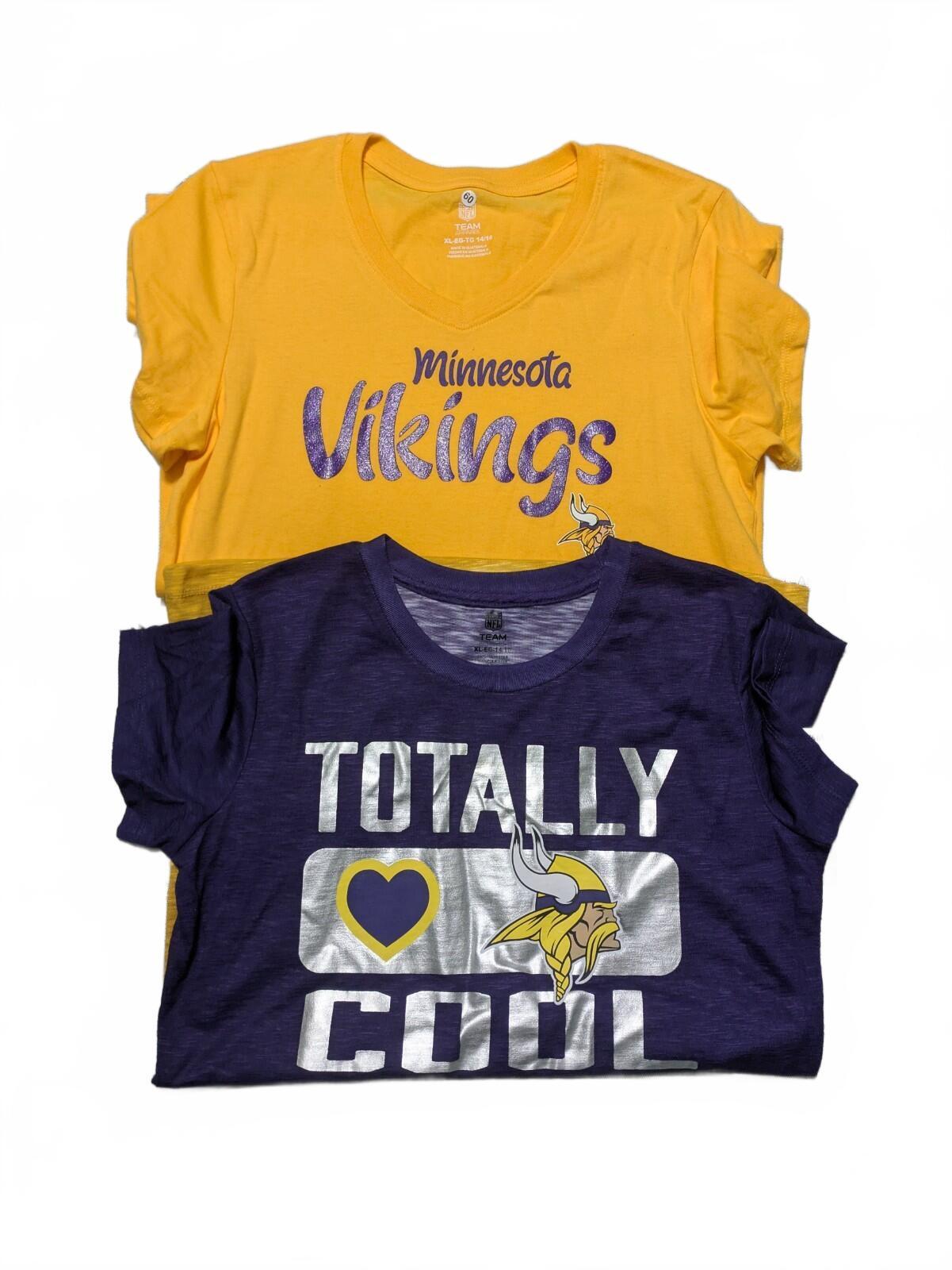 Lot Of 2 Minnesota Vikings Girls NFL Team T Shirts XL 14/16