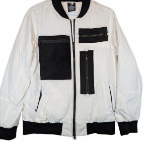 RD Style Utility Bomber Jacket Multiple Zip Pockets Lightweight Mens Small