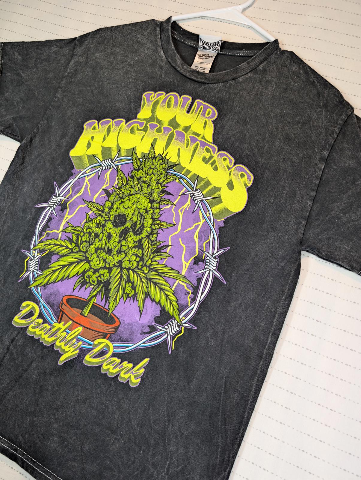 Your Highness Deathly Dank Graphic T Shirt Streetwear Skull Weed Mens Medium - Image 4
