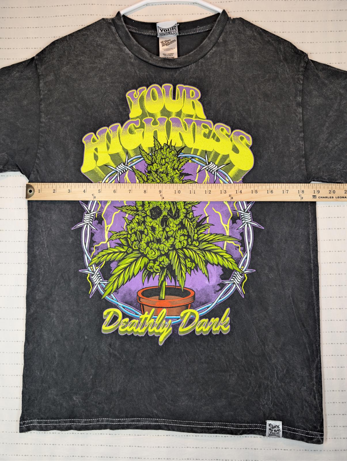 Your Highness Deathly Dank Graphic T Shirt Streetwear Skull Weed Mens Medium - Image 6